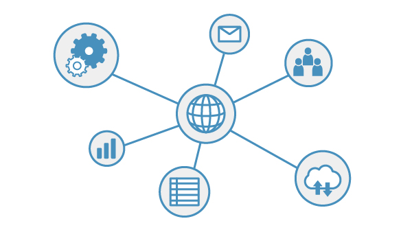 システム開発やホームページ制作など、様々なITサービスを提供する様子